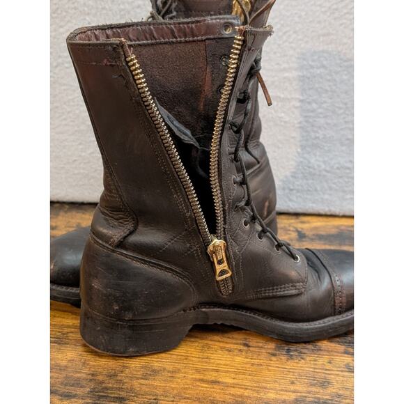 VTG 1956 BF GOODRICH Black Leather Military Combat Boots M48 Sz 7.5-8D M-1948